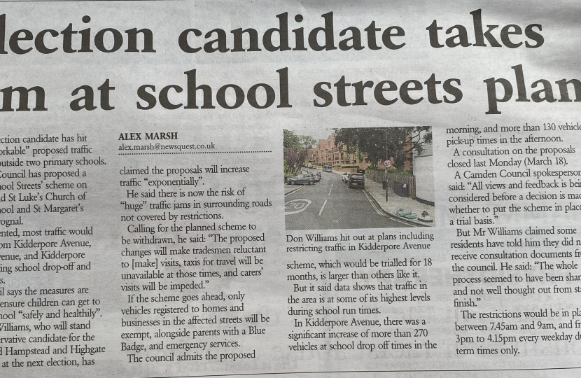 Photo of Article published on the Camden New Journal